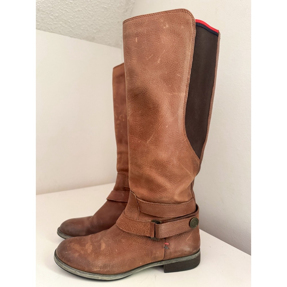 Tommy Hilfiger Heather Brown Leather Riding Boots Equestrian Western Size 7